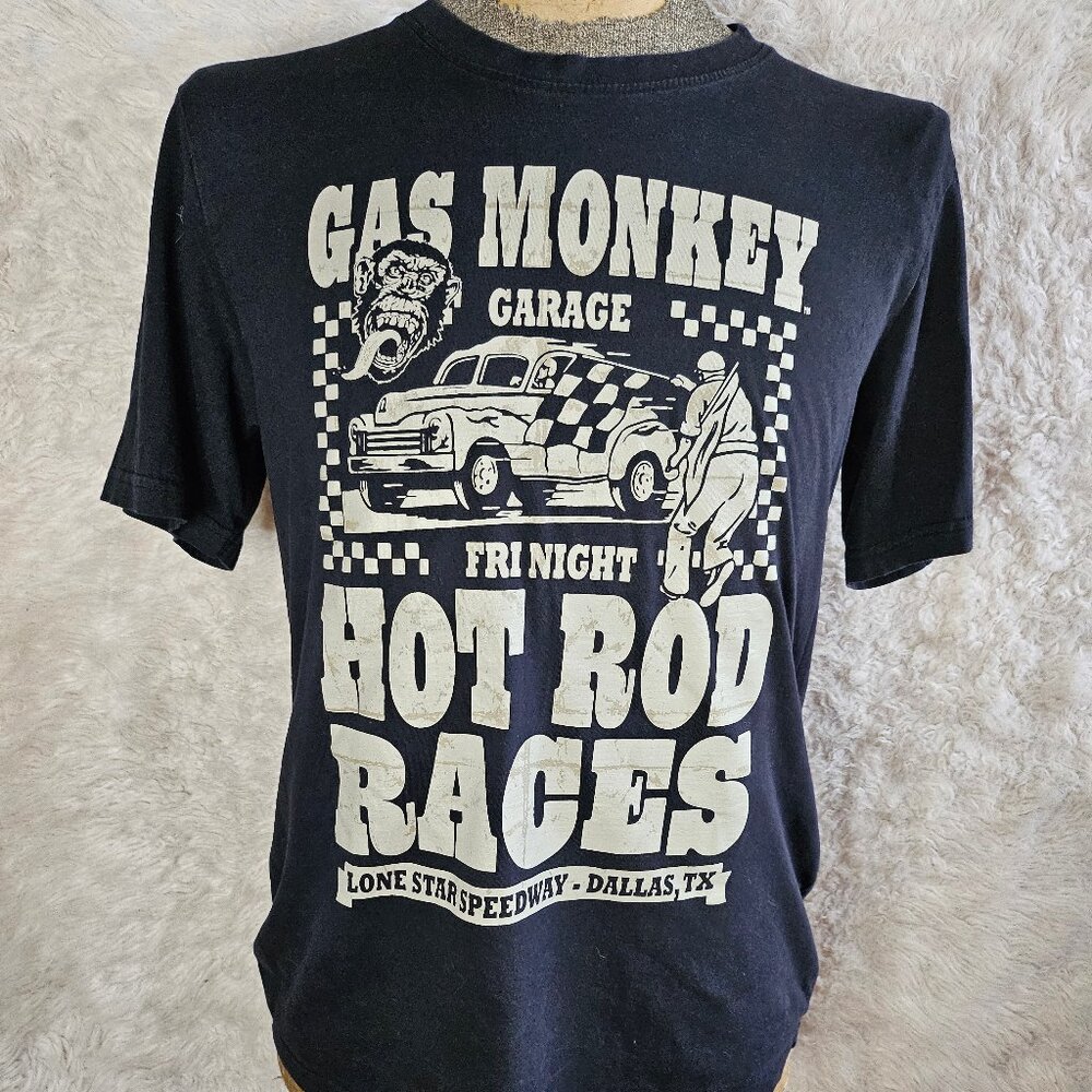 Gas Monkey Man's Black Hot Rod Races T-Shirt Size M